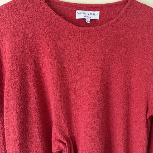 Madewell Texture & Thread Women’s Size S Red Long Sleeve Tie Front Top Casual - Picture 6 of 10